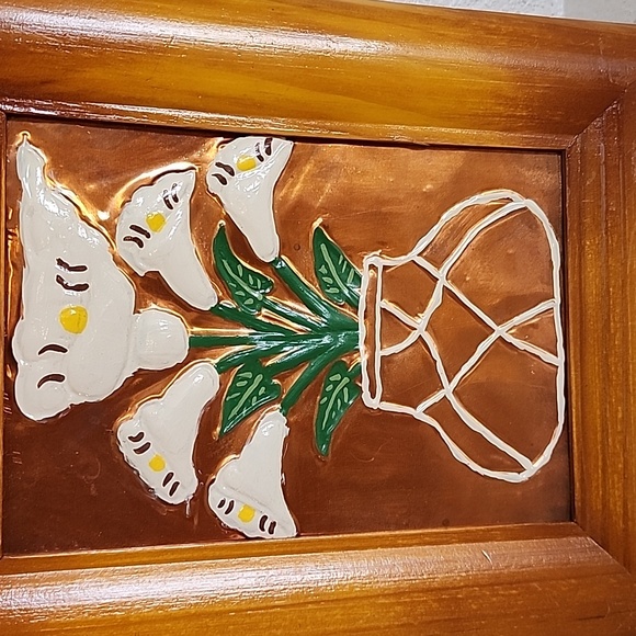 Vintage Copper Art Floral  Wall Art Set - Picture 2 of 7